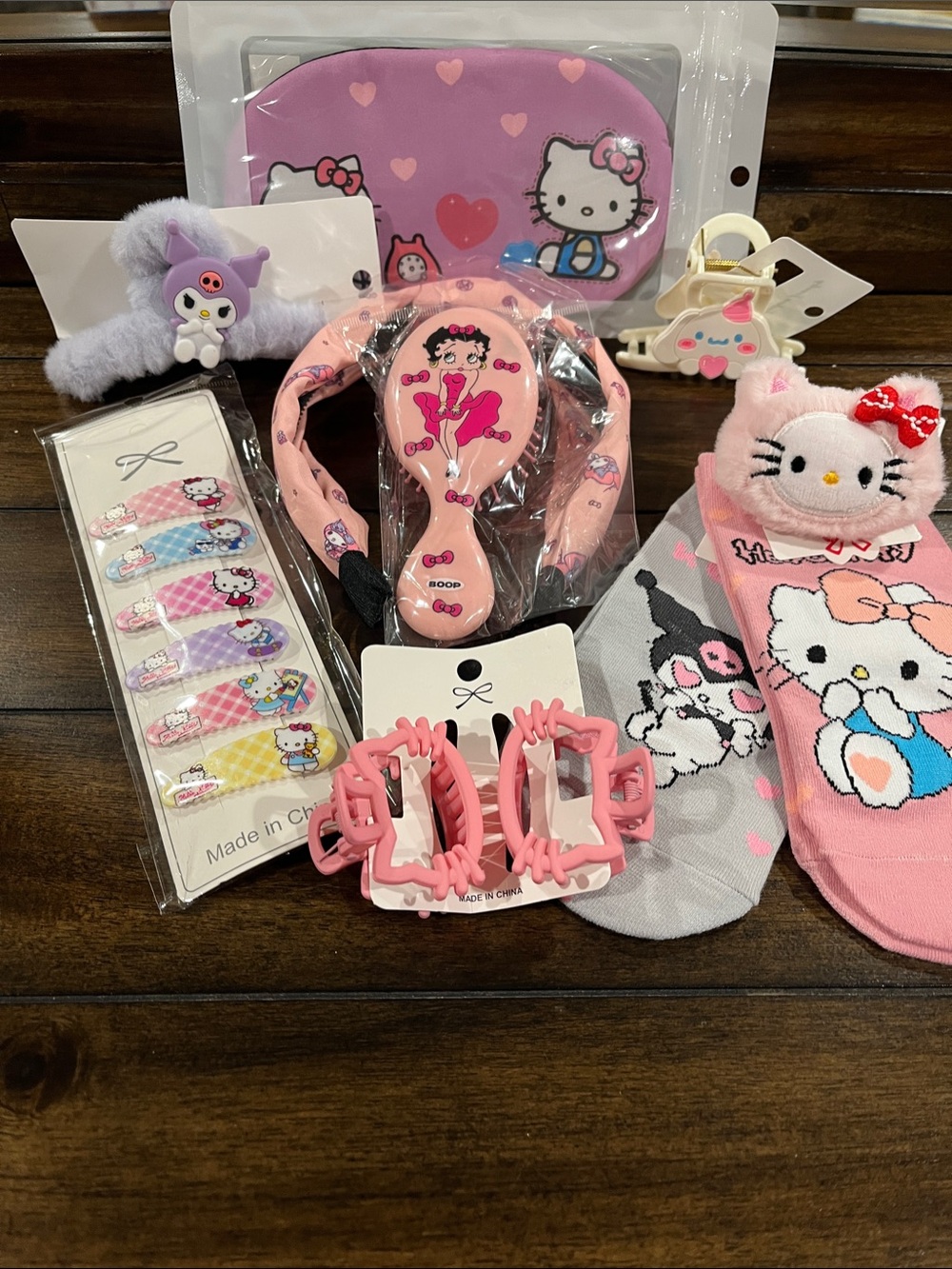 Kitty 10 piece Bundle #12 Kids Accessory Set - Clips, Headband, Socks, Brush